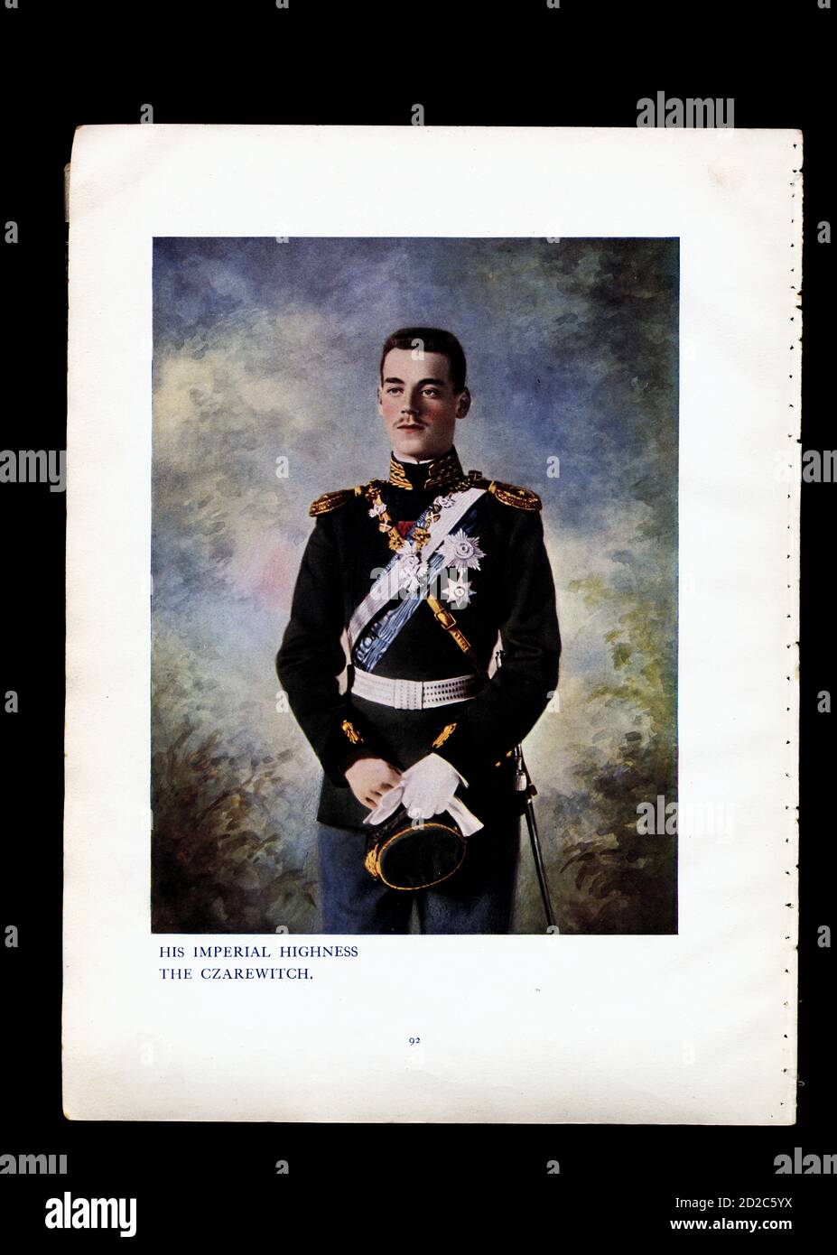 Ritratto Chromolitografico del Granduca Michael Alexandrovich di Russia (4 dicembre 1878 – 13 giugno 1918). Era il figlio più giovane dell'imperatore Alexand Foto Stock