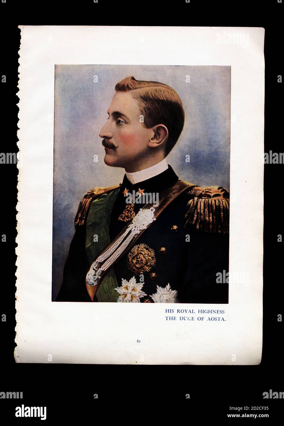 Ritratto Chromolithographic del principe Emanuele Filiberto (13 gennaio 1869 – 4 luglio 1931). Fu secondo duca d'Aosta e principe ereditario di Spagna. Foto Stock