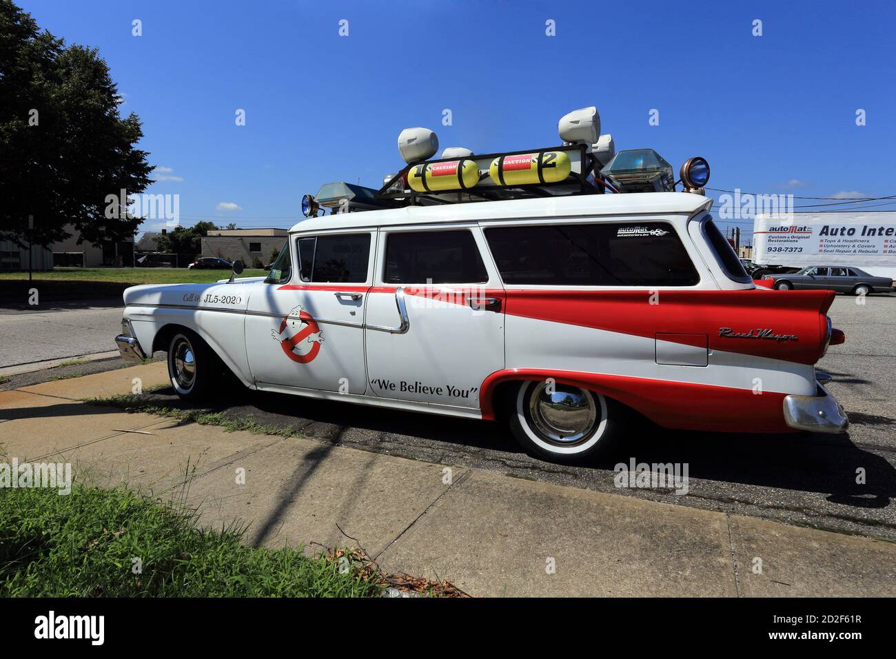 Ghostbusters replica auto Bethpage Long Island New York Foto Stock