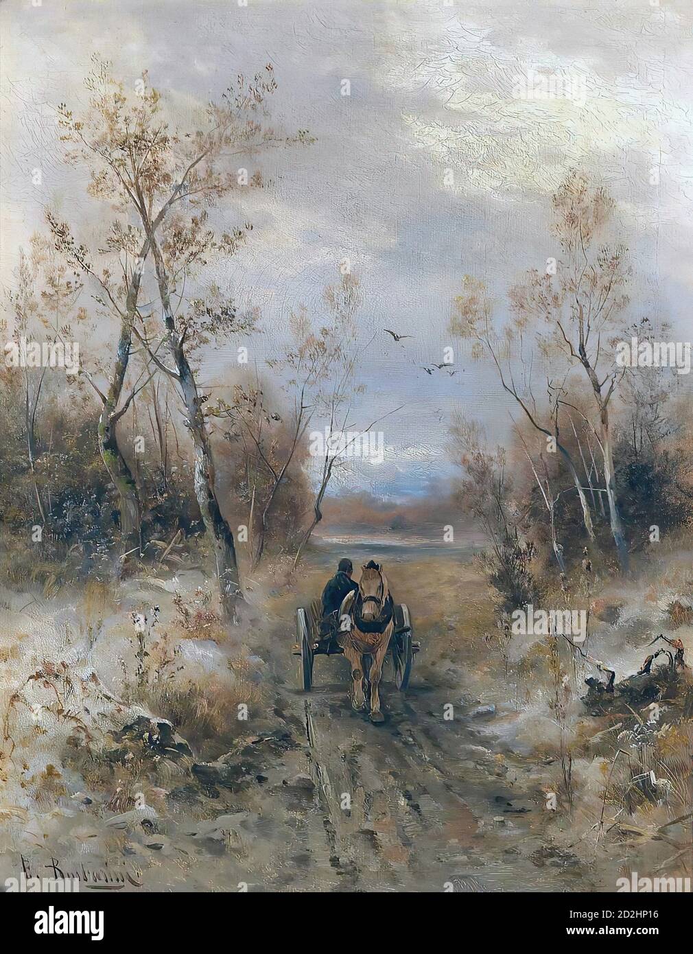 Barbarini Emil - carrozza trainata da cavalli - Scuola austriaca - 19 Secolo Foto Stock