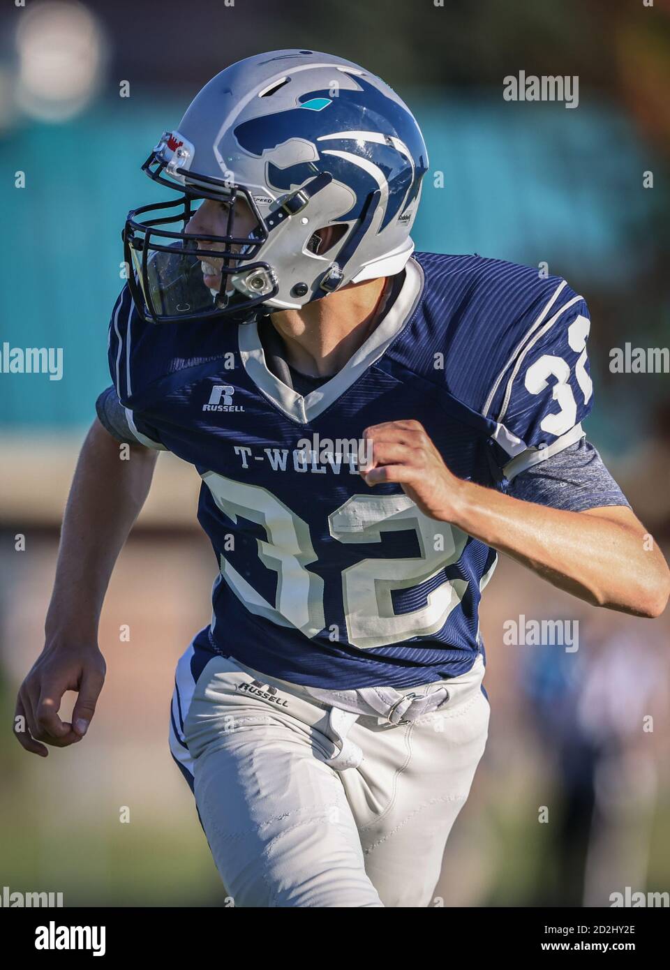 High School Football con Sandpoint vs Lake City Junior Varsity squadre. Foto Stock