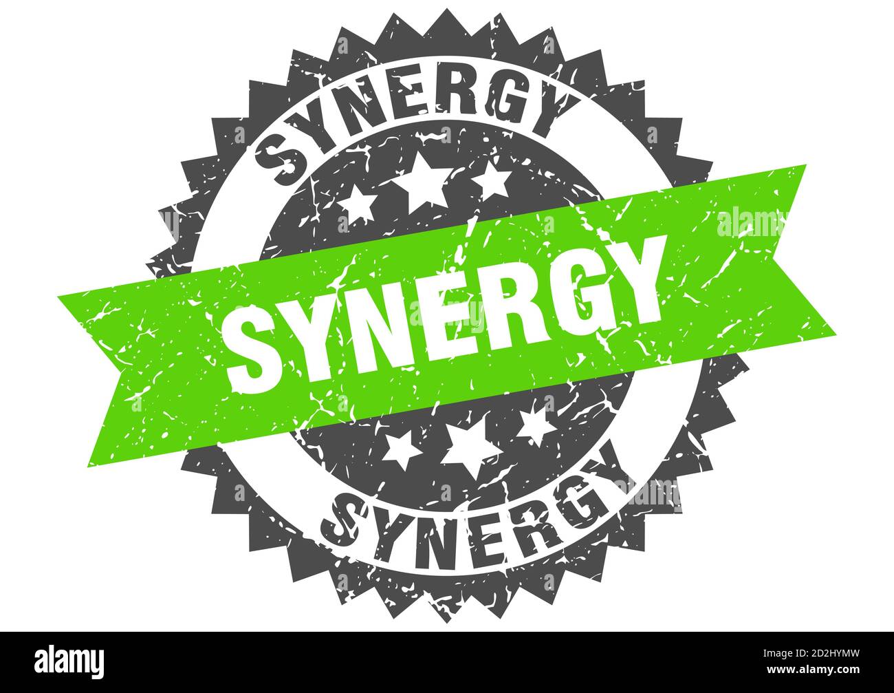 impronta synergy. grunge rotonda con nastro Illustrazione Vettoriale