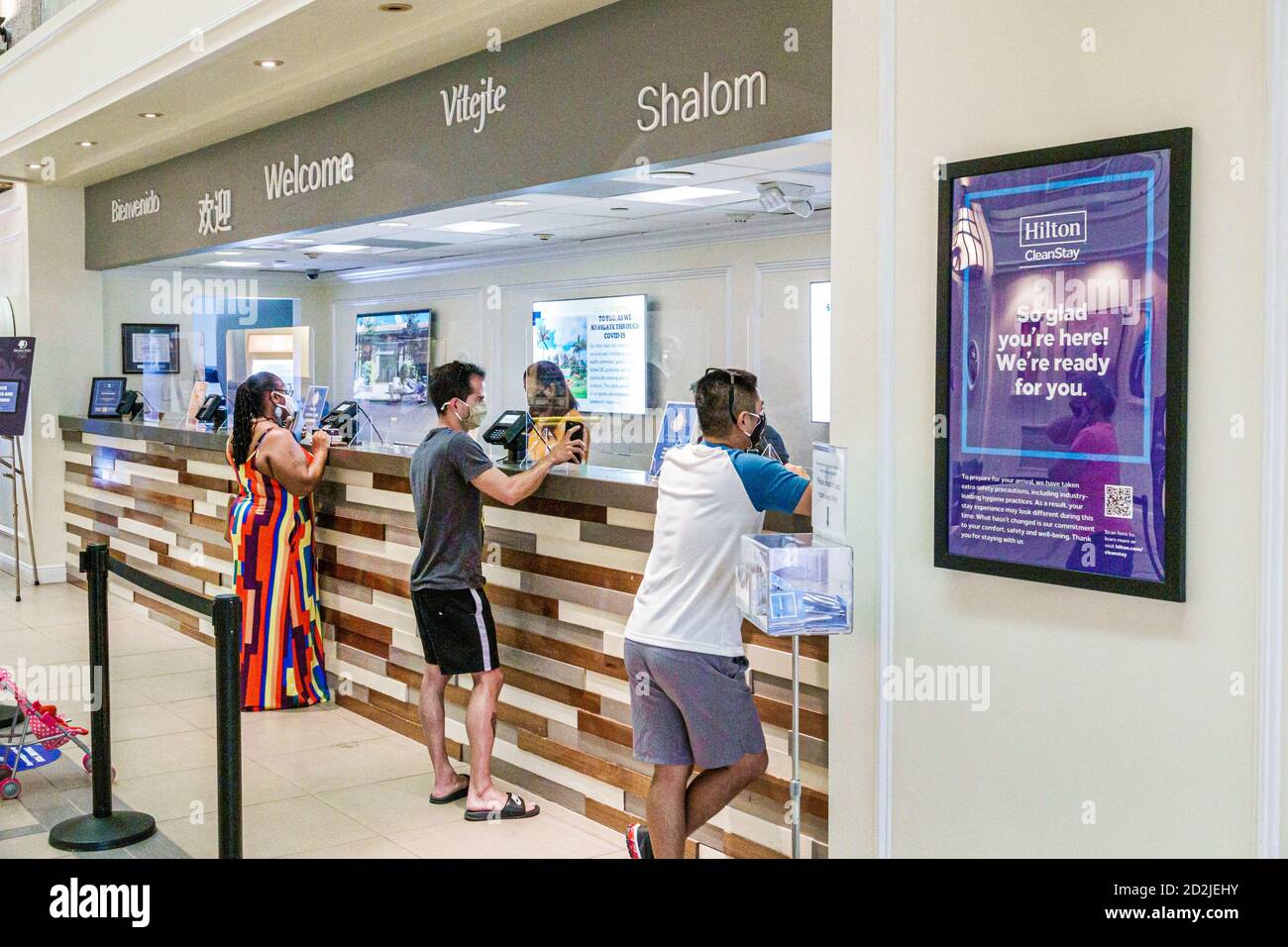 Orlando Florida,DoubleTree by Hilton Orlando at Sea Waterworld,hotel hotel hotel alloggio motel inn, check-in alla reception prenotazione alla reception Foto Stock