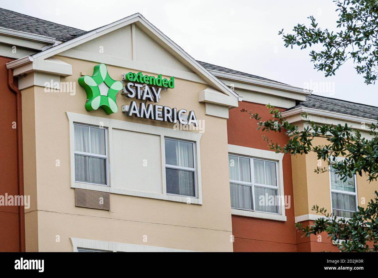 Orlando Florida,Extended Stay America,hotel alloggio inn motel edificio fuori segno esterno, Foto Stock