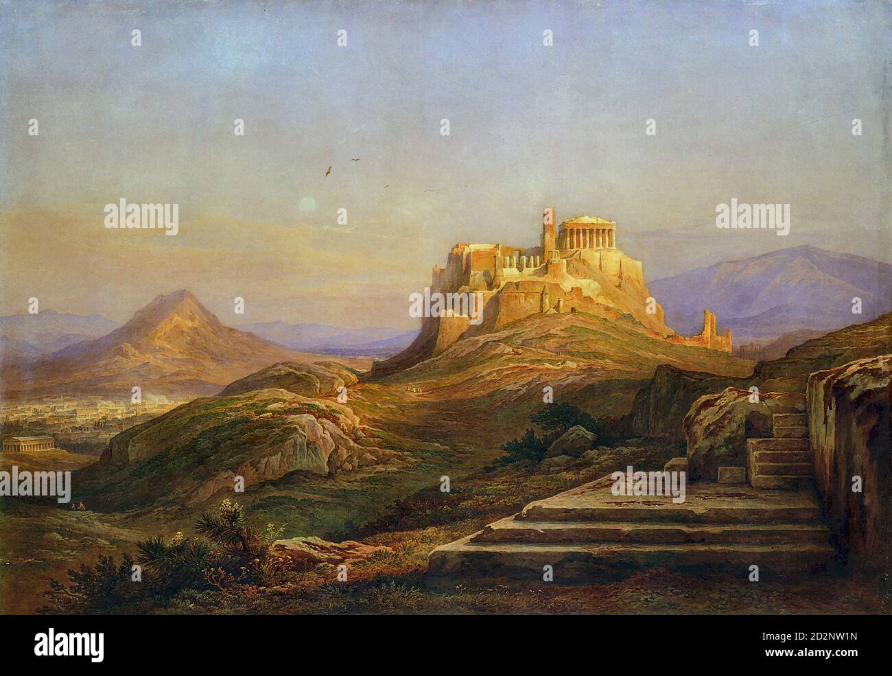 Muller Rudolph - Vista dell'Acropoli dal Pnyx - Scuola Svizzera - XIX secolo Foto Stock