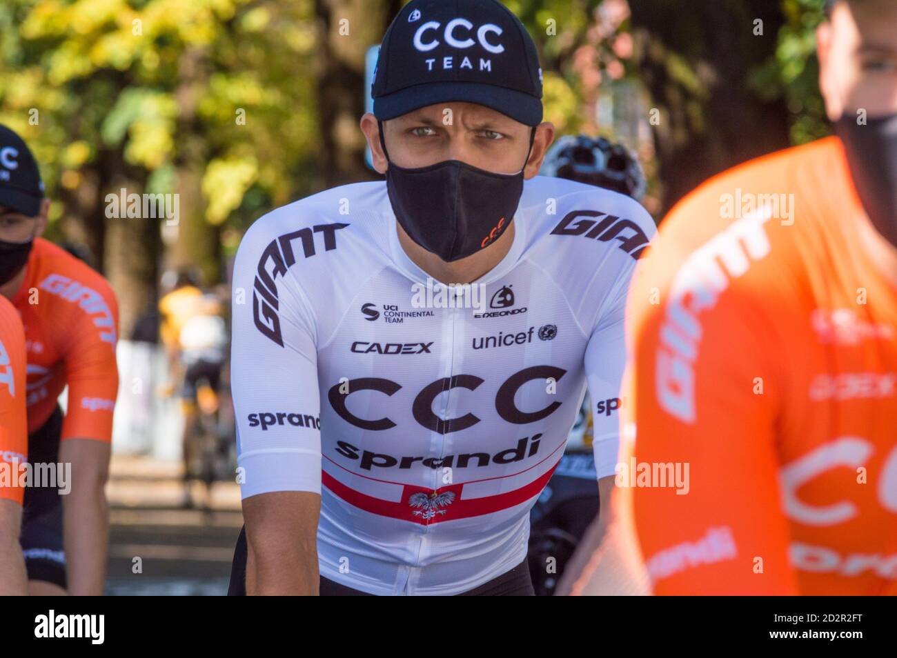 Zymon Krawczyk (CCC Development Team) (POL) - andare alla presentazione di gruppo del piccolo giro di Lombardia 2020 durante il piccolo Lombardia - Under 23, St Foto Stock