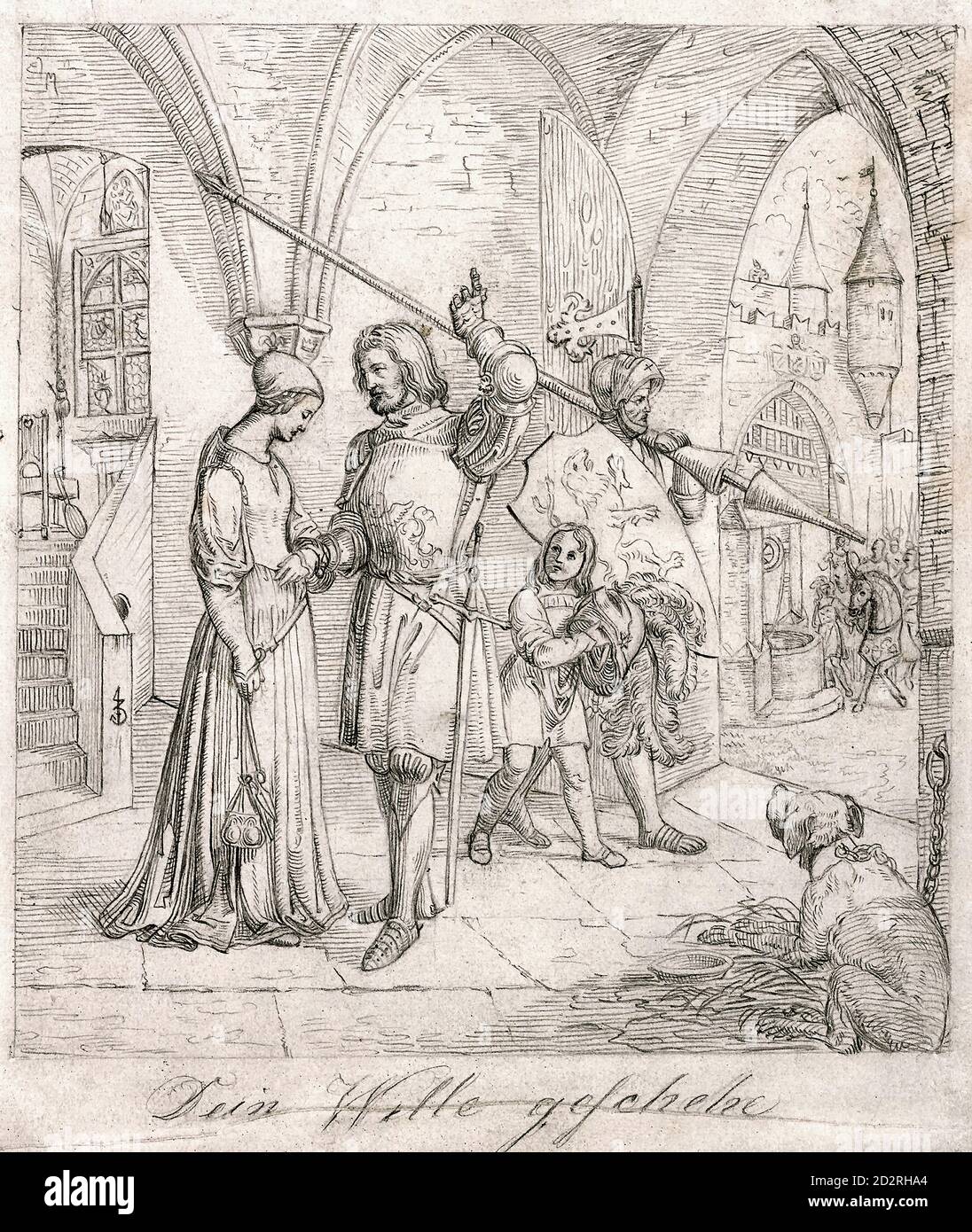 Fuhrich Joseph Ritter von - Das Gebet Des Herrn 4 - Dein Wille Geschehe - Scuola Repubblica Ceca e Slovacchia - 19 ° secolo Foto Stock