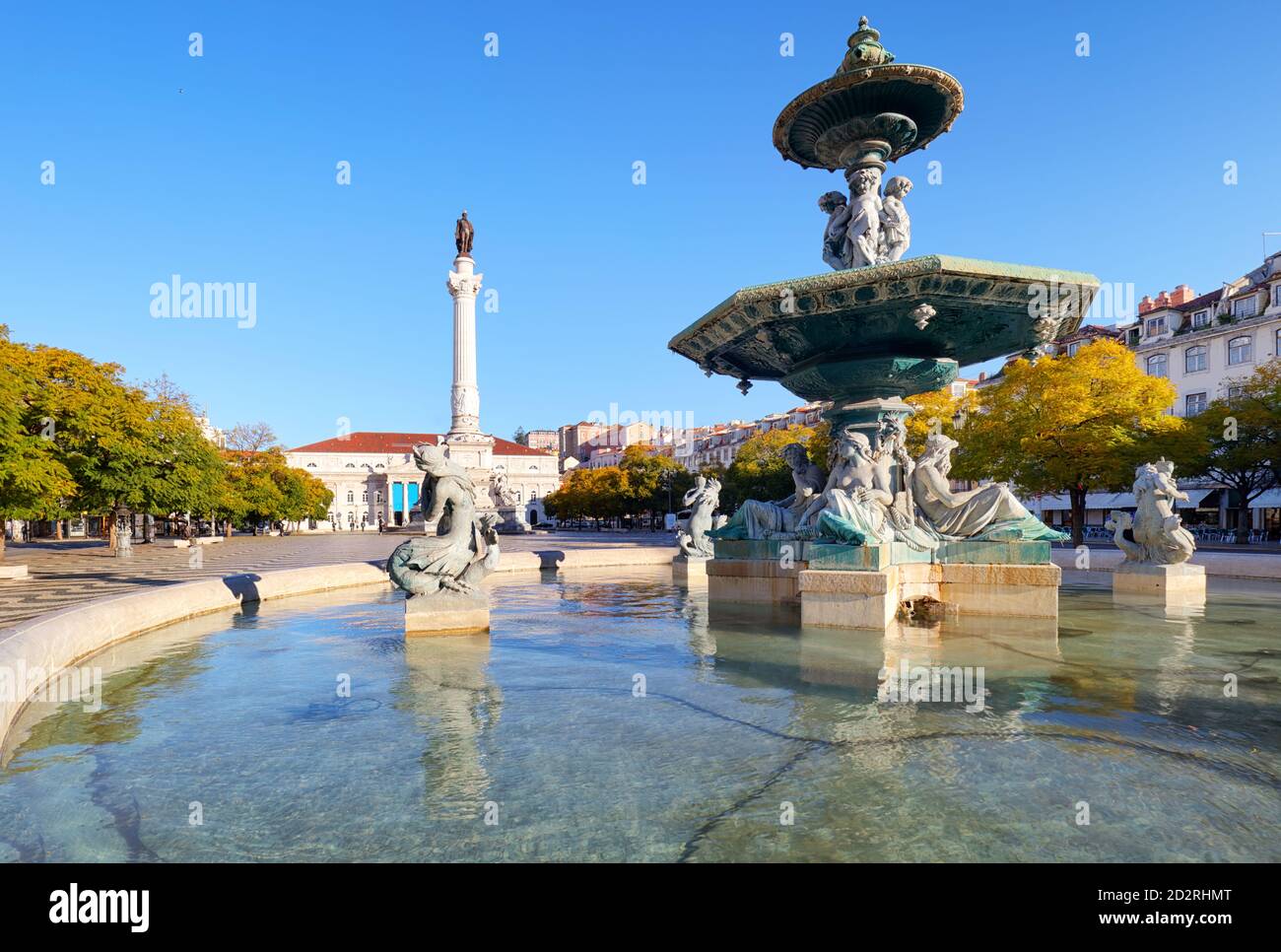 Piazza Rossio Lisbona Portogallo Foto Stock