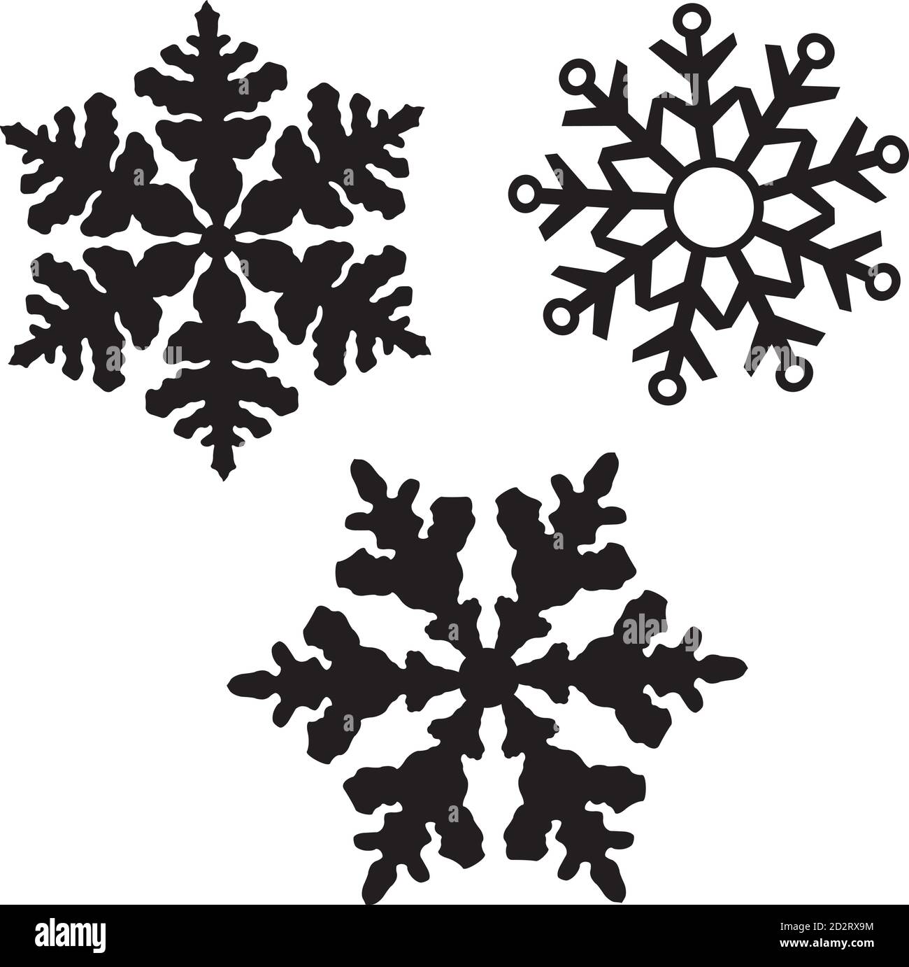figura vettoriale di serie di fiocchi di neve. silhouette di fiocco di neve. Illustrazione Vettoriale