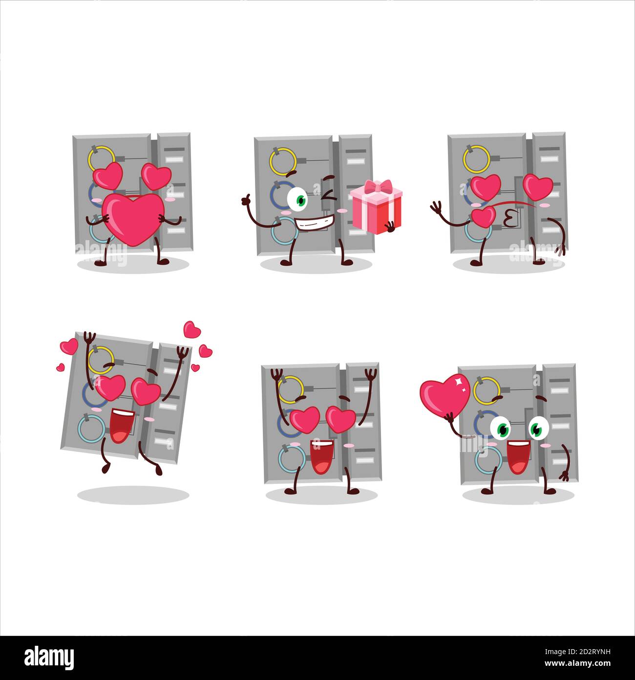 Tra noi task macchina cartoon personaggio con amore simpatico emoticon Illustrazione Vettoriale