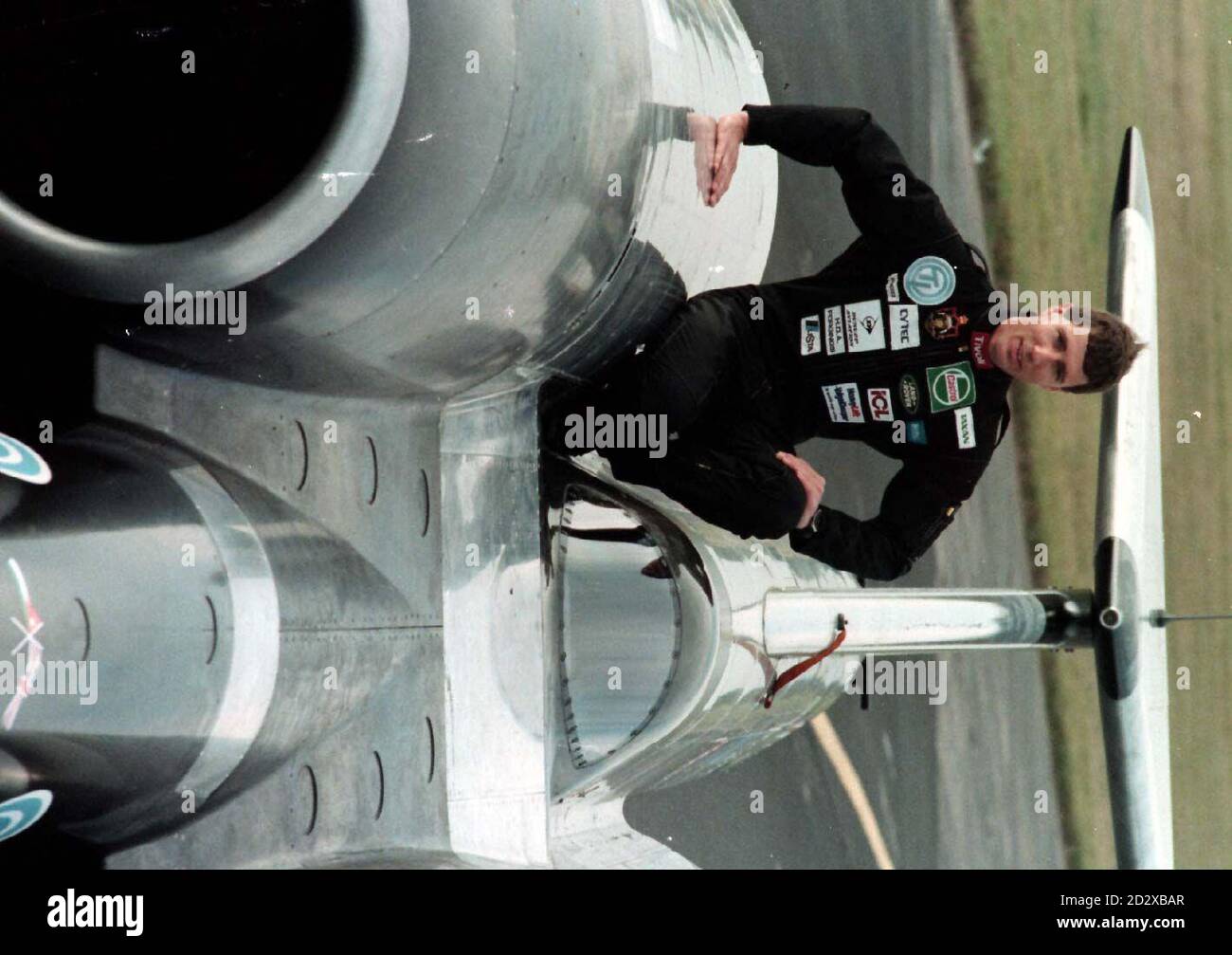 Andrew Green siede in cima a Richard Nobles Thrust SSC a Farnborough Airfield oggi per il primo processo pubblico aperto. Foto di Neil Munns/PA Foto Stock