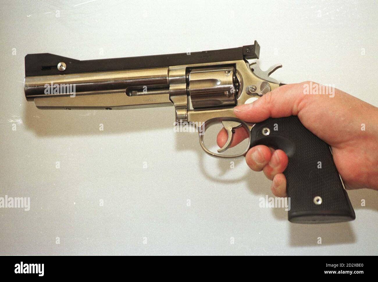 Uno speciale Smith & Wesson .38, uno dei cannoni che sarà reso illegale dopo una sentenza del governo in seguito alla relazione di Lord Cullen sul massacro di Dunblane. Guarda la storia della PA DUNBLANE Guns. Foto di Paul Barker/PA Foto Stock