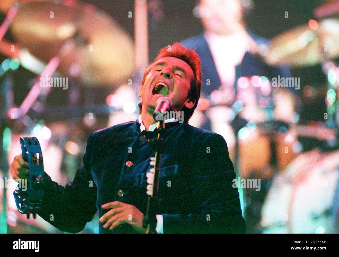Davy Jones dei Monkees dà tutto al lancio del loro concerto di revival dopo 30 anni. Foto di Owen Humphreys/PA Foto Stock