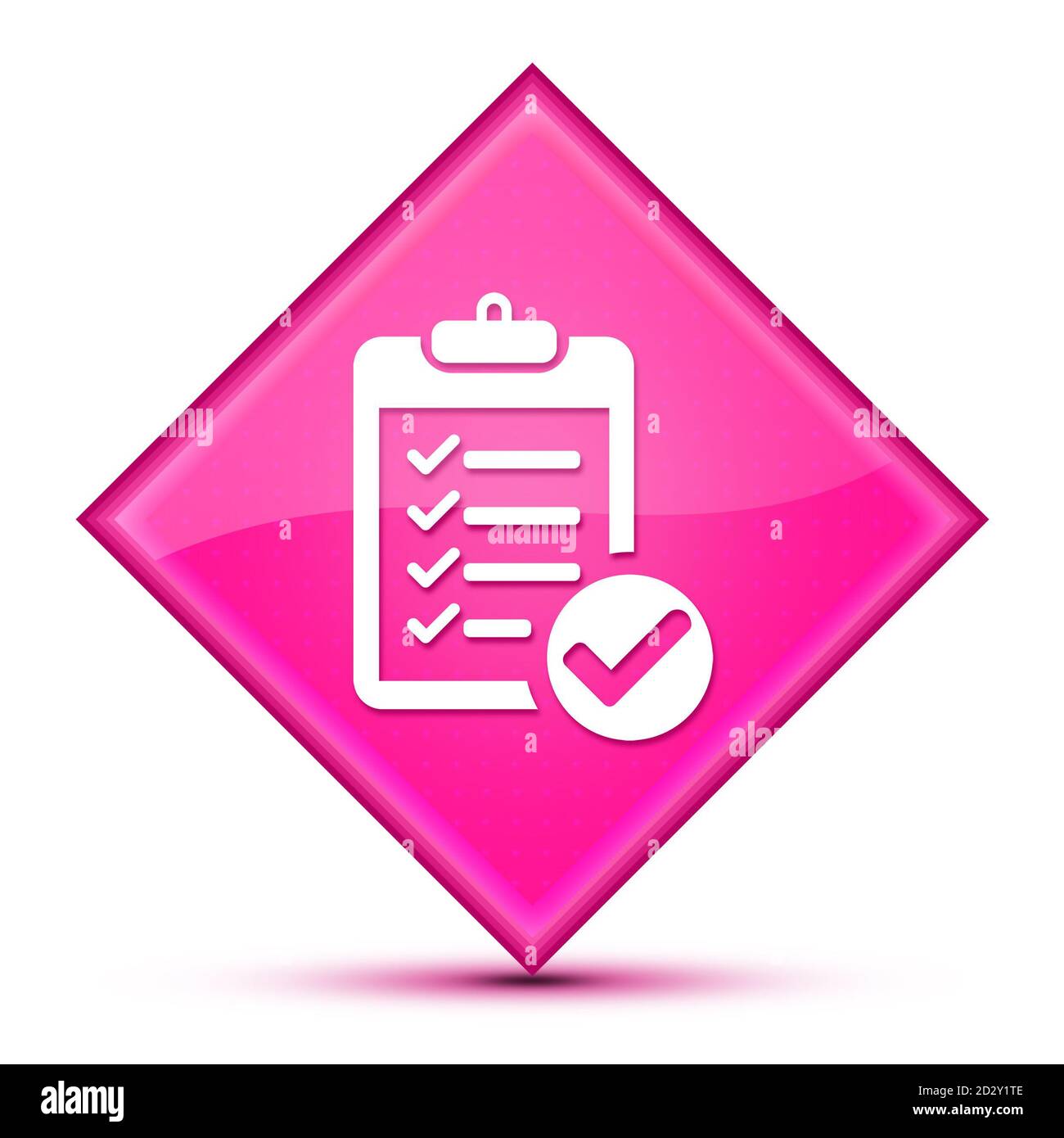 Icona della lista di controllo isolata su lussuoso astratto a forma di diamante rosa ondulato illustrazione Foto Stock