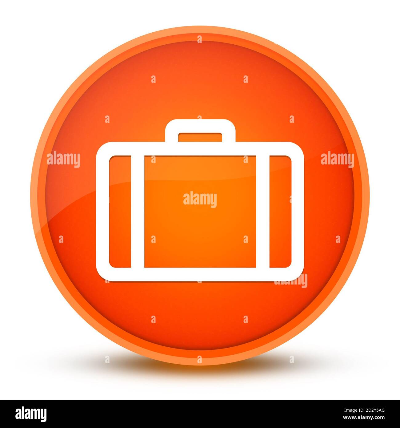 Elegante valigetta arancione lucido pulsante rotondo illustrazione astratta Foto Stock