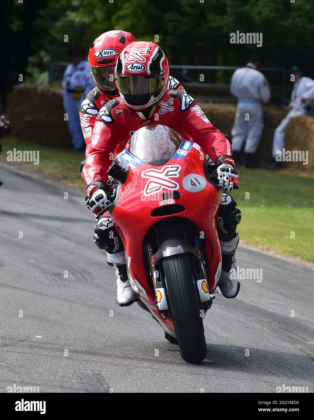 Randy Mamola, Sebastiano Cremonini, Ducati Desmosedici X2, Goodwood Festival of Speed, Speed Kings, Motorsport's Record Breakers, Goodwood, luglio 2019, Foto Stock