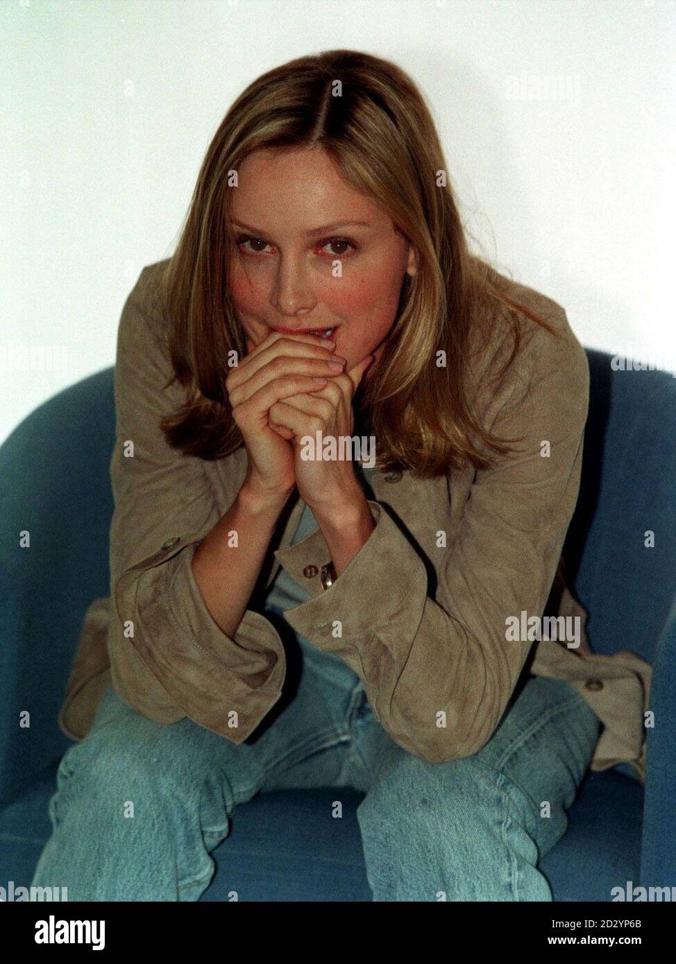Calista Flockhart, star della commedia/dramma legale di successo americana Ally McBeal. L'attrice è a Londra per promuovere la serie, che ha iniziato la sua trasmissione nel Regno Unito, il canale 4, Mercoledì 3 giugno, alle 22 e corre per 23 episodi. Foto Stock
