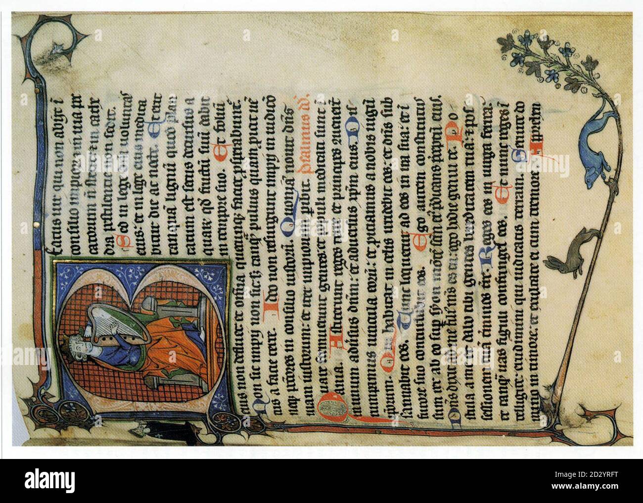 Una pagina del Salterio e delle ore di Burdett, un manoscritto del XIII secolo che ha venduto da Sotheby's per il 2.751,00 ad un anonimo offerente telefonico oggi (Martedì). Foto PA. Foto Stock
