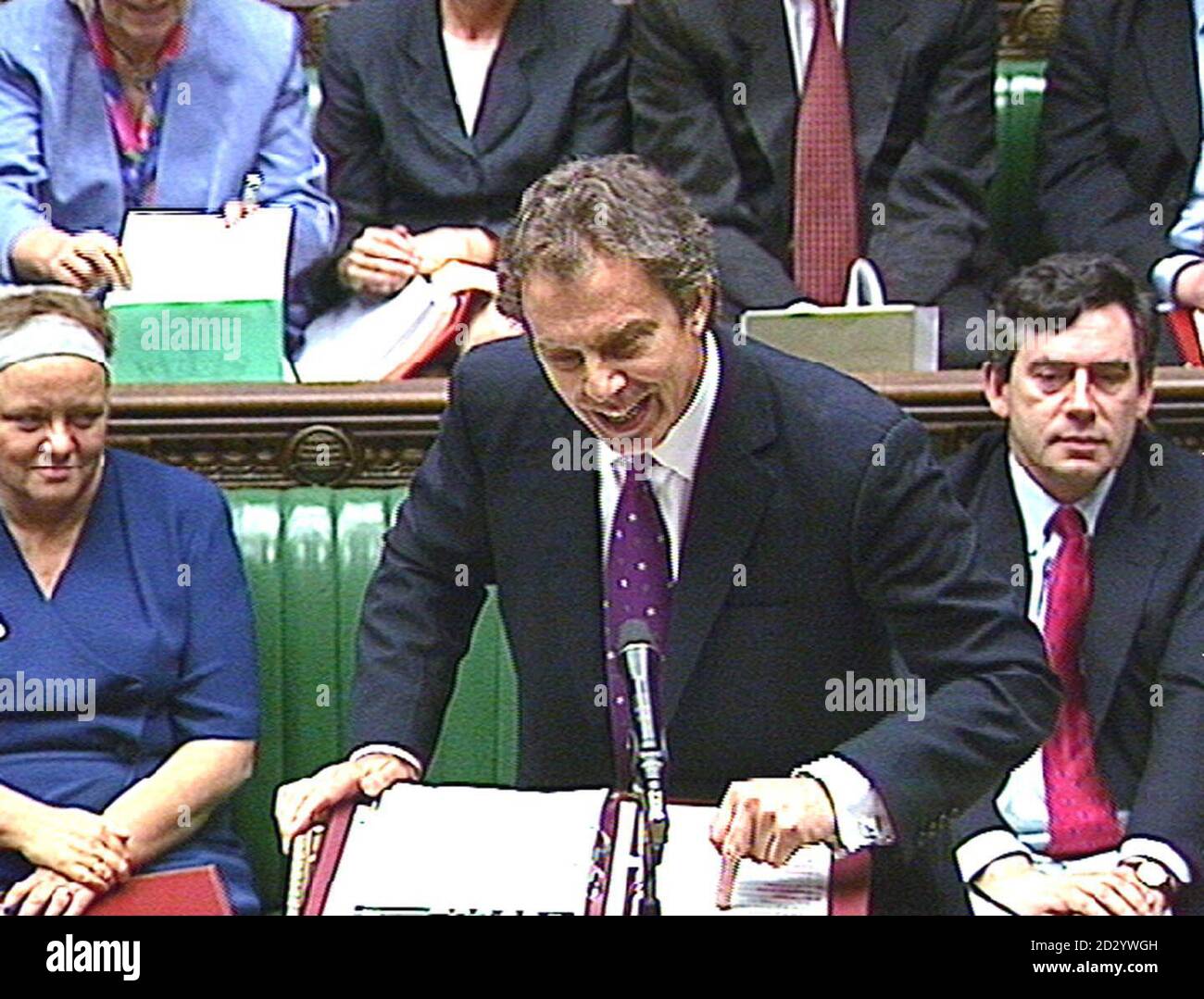 Il primo ministro Tony Blair risponde oggi alla Camera dei Comuni (mercoledì) alle domande sulla revisione globale delle spese del governo. Si consiglia di non utilizzare i video grabbs su carta quotidiana più tardi di 48 ore dopo la trasmissione del programma, senza il consenso del titolare del copyright. Foto Stock