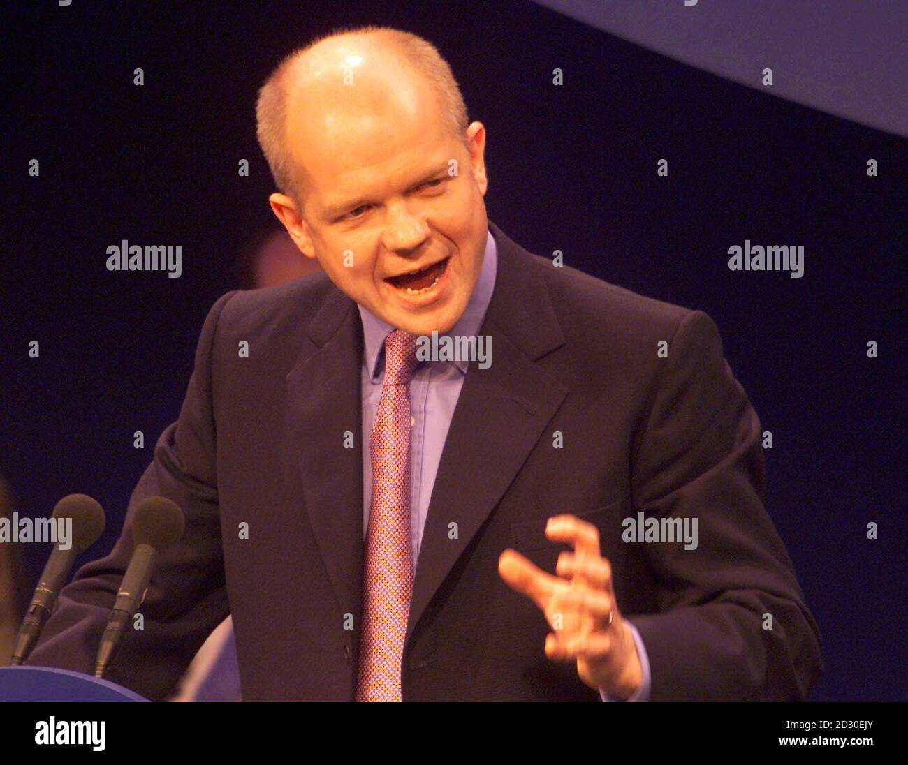 Il leader del partito Tory, William Hague, ha pronunciato il suo discorso di apertura, l'ultimo giorno della conferenza conservatrice a Blackpool. Foto Stock