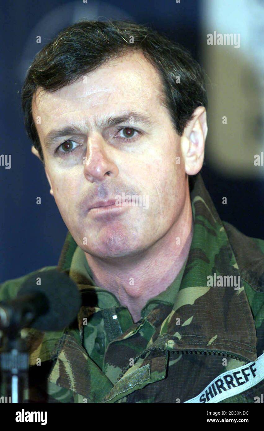 Il brigadiere Richard Shirreff, comandante della settima Brigata blindata in Kosovo. Il brigadiere Shirreff ha recentemente assunto il comando delle forze britanniche in Kosovo e comanda una delle cinque brigate che attualmente lavorano per K-FOR. *la forza di mantenimento della pace della NATO Foto Stock