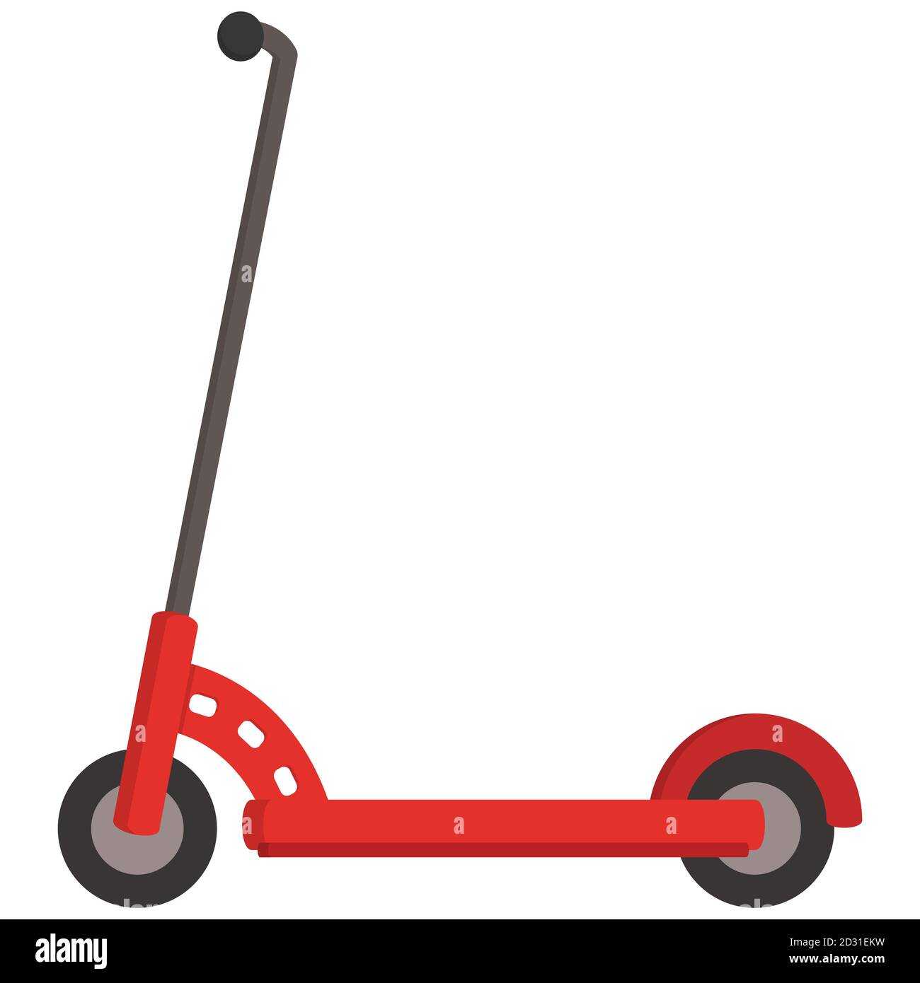 Scooter Red kick in stile cartoon. Trasporti urbani alternativi. Illustrazione Vettoriale