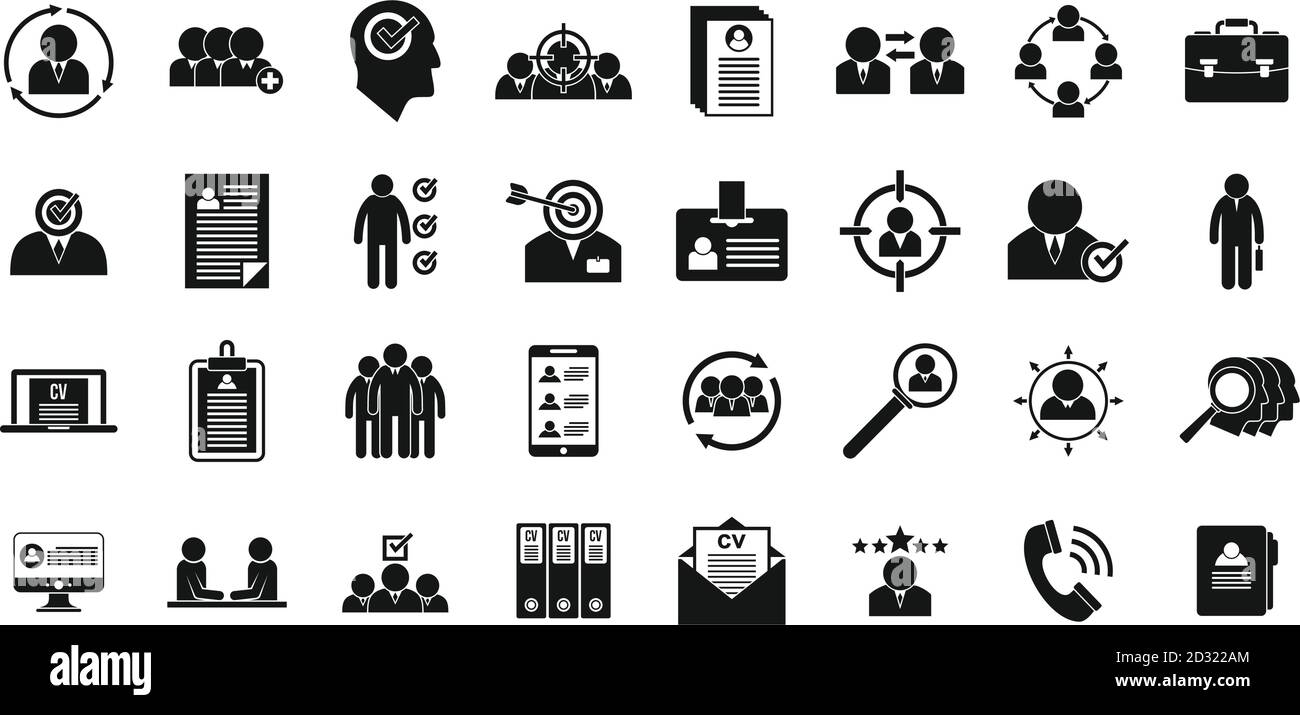 Set di icone per la caccia al capo. Semplice set di icone vettoriali headhunter per il web design su sfondo bianco Illustrazione Vettoriale