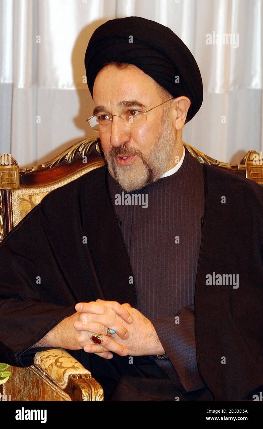 Il presidente dell'Iran Mohammad Khatami alla sua residenza. Foto Stock