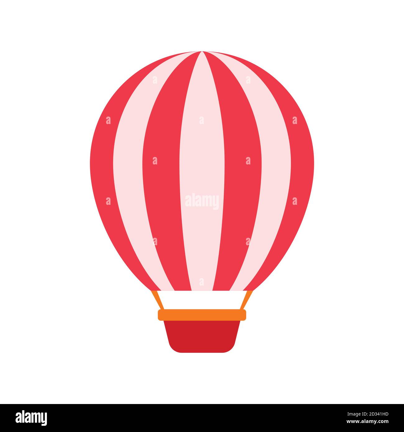 Palloncino a strisce rosse e bianche su sfondo bianco con un cestino Illustrazione Vettoriale
