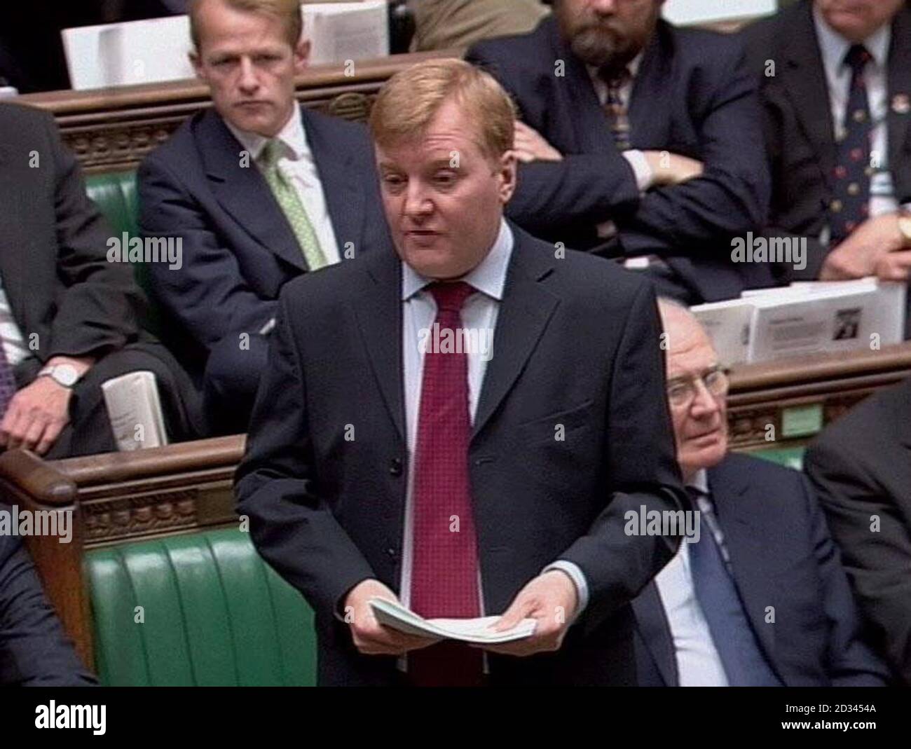 Charles Kennedy, leader dei liberaldemocratici durante le interrogazioni settimanali dei primi Ministri alla Camera dei Comuni, Londra. Foto Stock