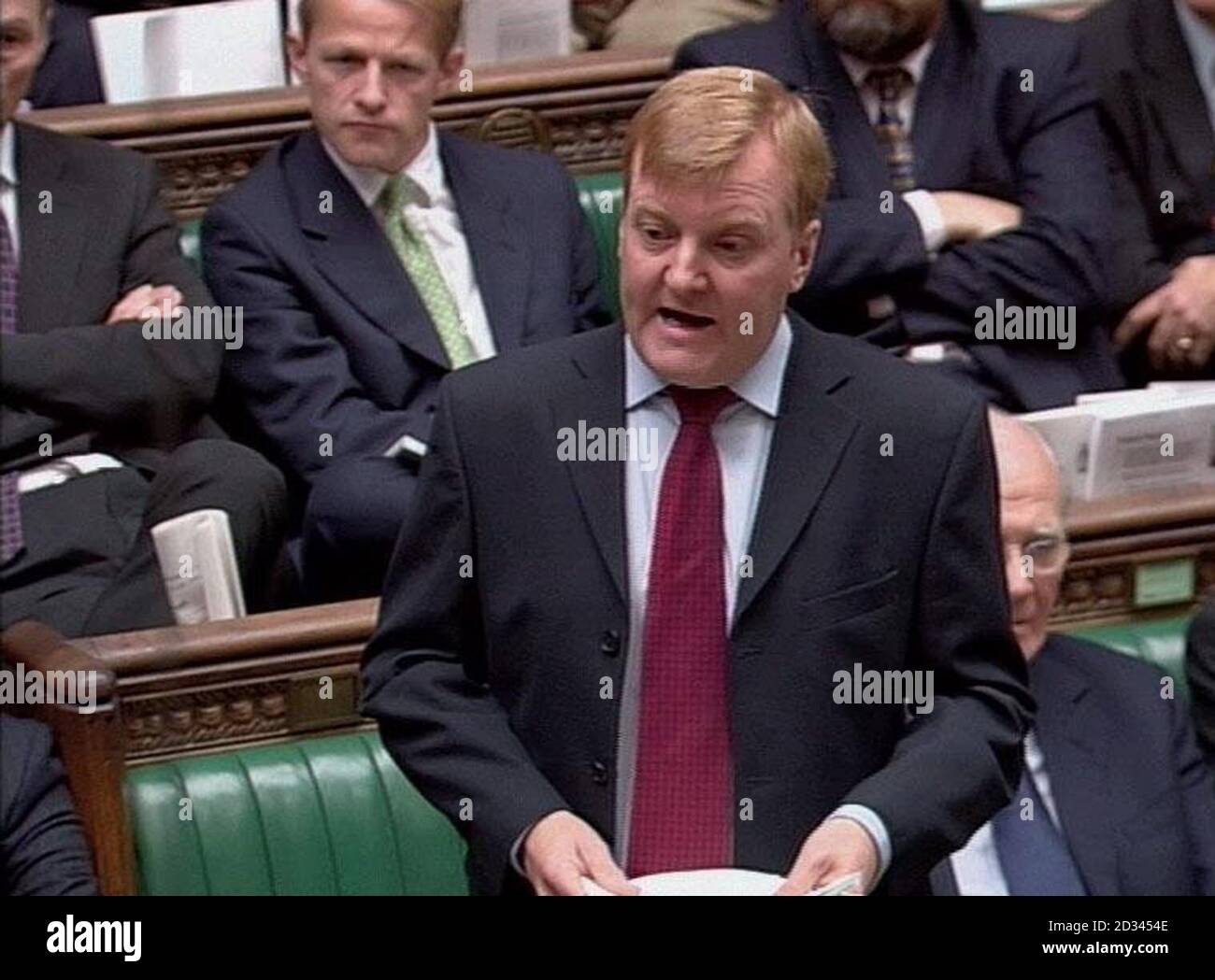 Charles Kennedy, leader dei liberaldemocratici durante le interrogazioni settimanali dei primi Ministri alla Camera dei Comuni, Londra. Foto Stock