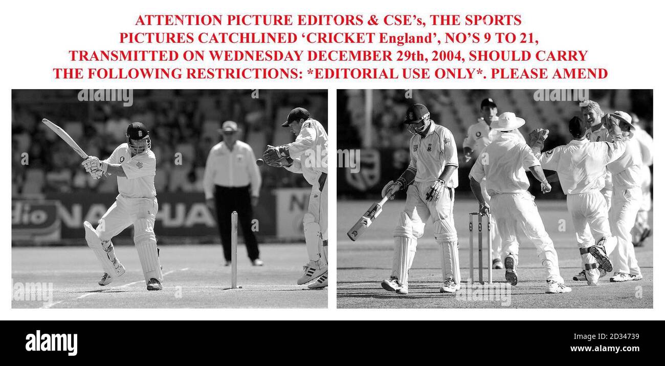 ATTENZIONE I REDATTORI DI IMMAGINI & CSE, LE IMMAGINI SPORTIVE CATCHLINED 'CRICKET ENGLAND', NO'S 9 A 21, TRASMESSE MERCOLEDÌ 29 DICEMBRE 2004, DOVREBBERO PORTARE LE SEGUENTI RESTRIZIONI: *USO EDITORIALE SOLO*. MODIFICARE Foto Stock