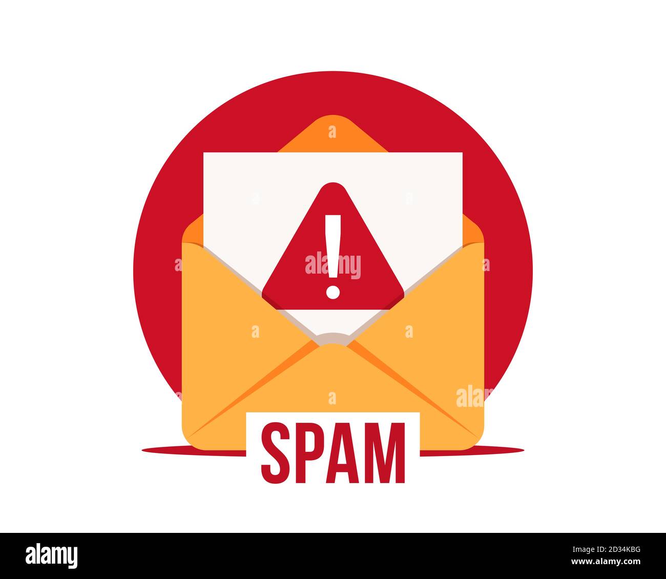 Icona vettore posta INDESIDERATA. Pubblicità, phishing, distribuzione di malware tramite messaggi spam. Distribuzione di messaggi e-mail spam, virus di diffusione di malware Illustrazione Vettoriale