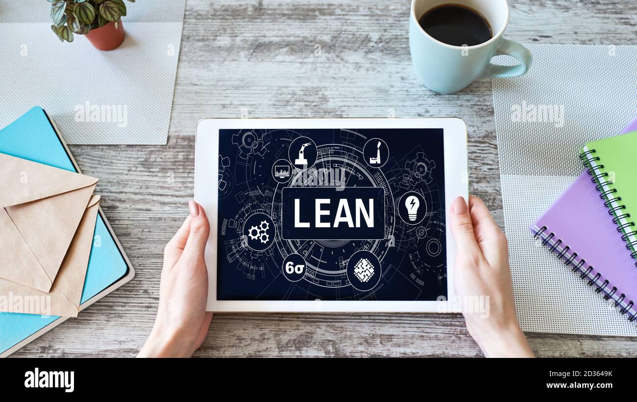 Produzione snella. Tecnologia Six Sigma e concetto aziendale Foto Stock