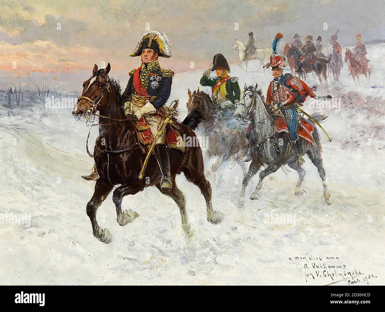 Chelminski Jan Van - Maresciallo Ney e Napoleone con i soldati Durante l'invasione della Russia - Scuola Polacca - Foto Stock