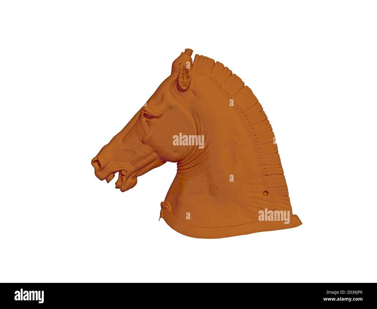 testa di cavallo marrone con punta e narici Foto Stock