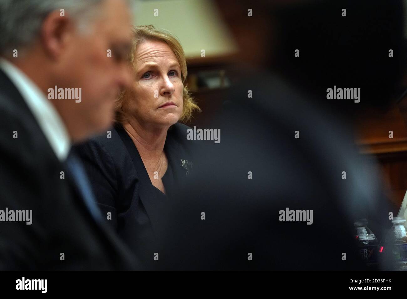La sig.ra Erin M. Collins, avvocato del contribuente nazionale per il servizio di avvocato del contribuente, appare con Charles P. Retig, commissario del servizio di entrate interne (L), E Vijay A. D'Souza, Direttore della tecnologia dell'informazione e della sicurezza informatica per l'Ufficio di responsabilità del Governo (in primo piano) davanti al Comitato della Camera per la supervisione e la riforma per discutere il ruolo del Servizio delle Entrate interne durante la pandemia del 7 ottobre 2020 a Washington, DC Credit: Toni L. Sandys/Pool via CNP | utilizzo in tutto il mondo Foto Stock