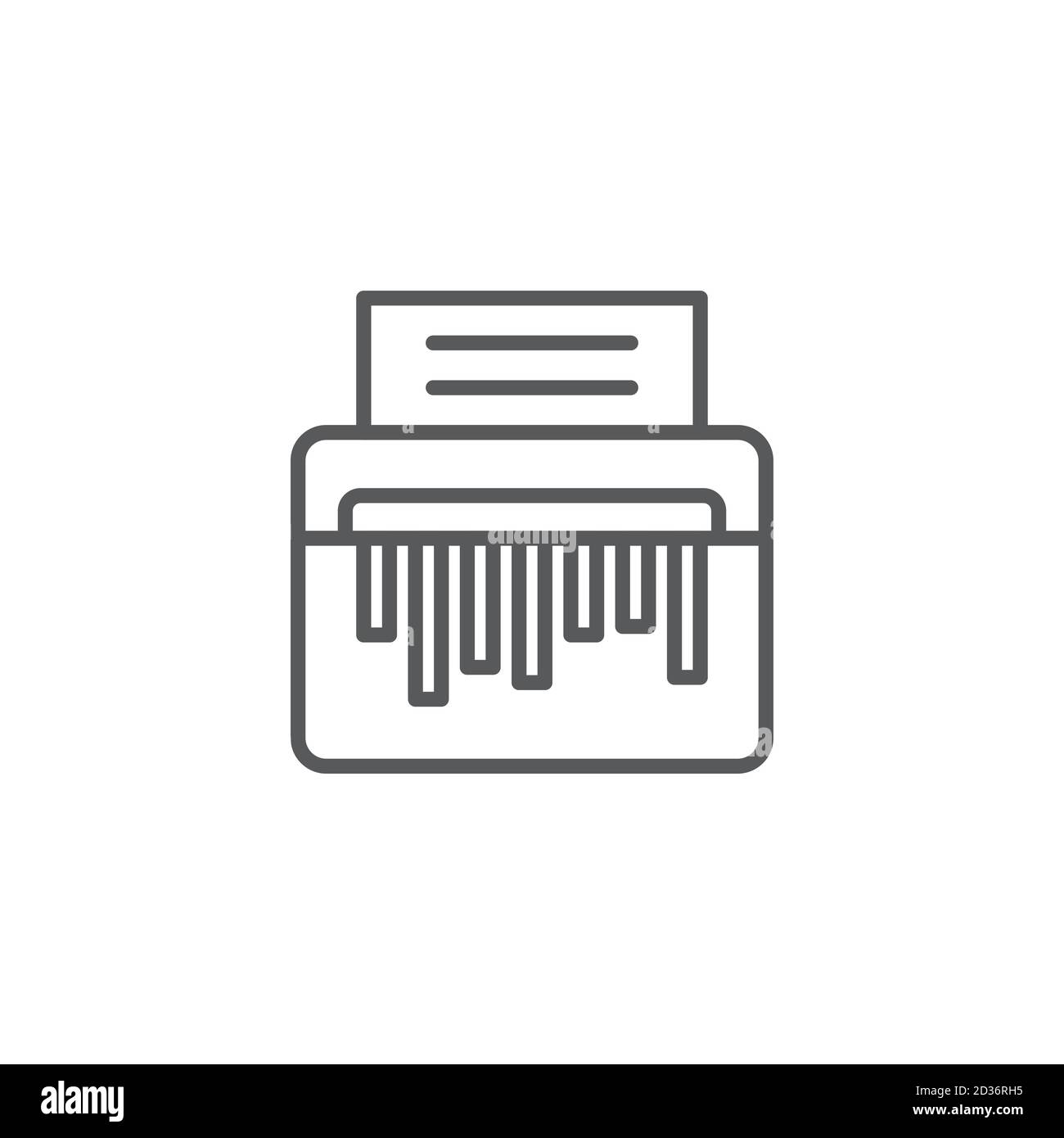 Simbolo dell'icona del vettore di triturazione del documento cartaceo isolato su sfondo bianco Illustrazione Vettoriale