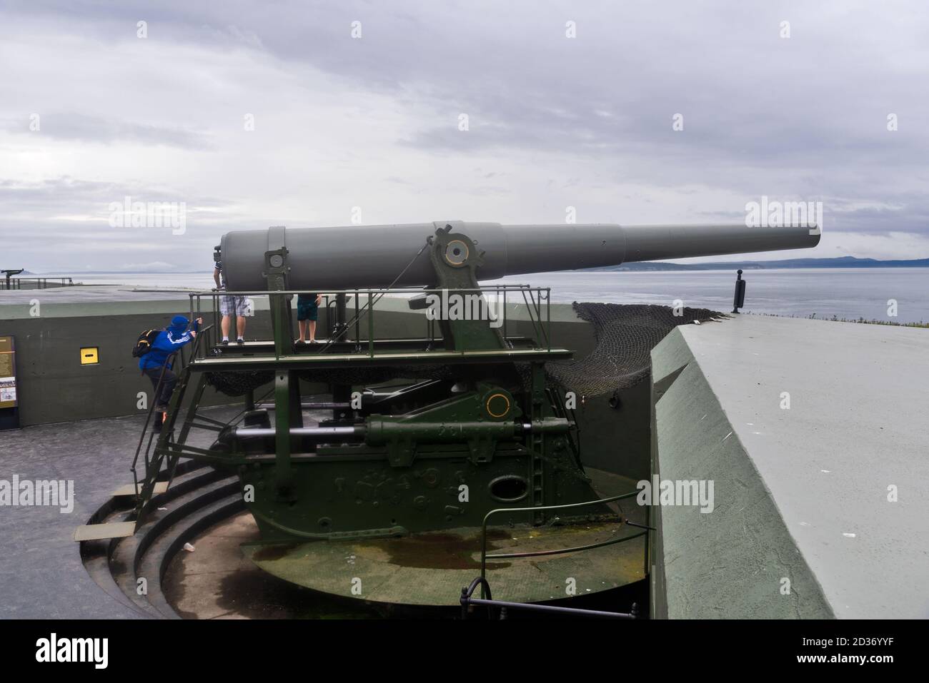 Fort Casey Guns in mostra, Fort Casey state Park, Whidbey Island, Washington state, USA Foto Stock