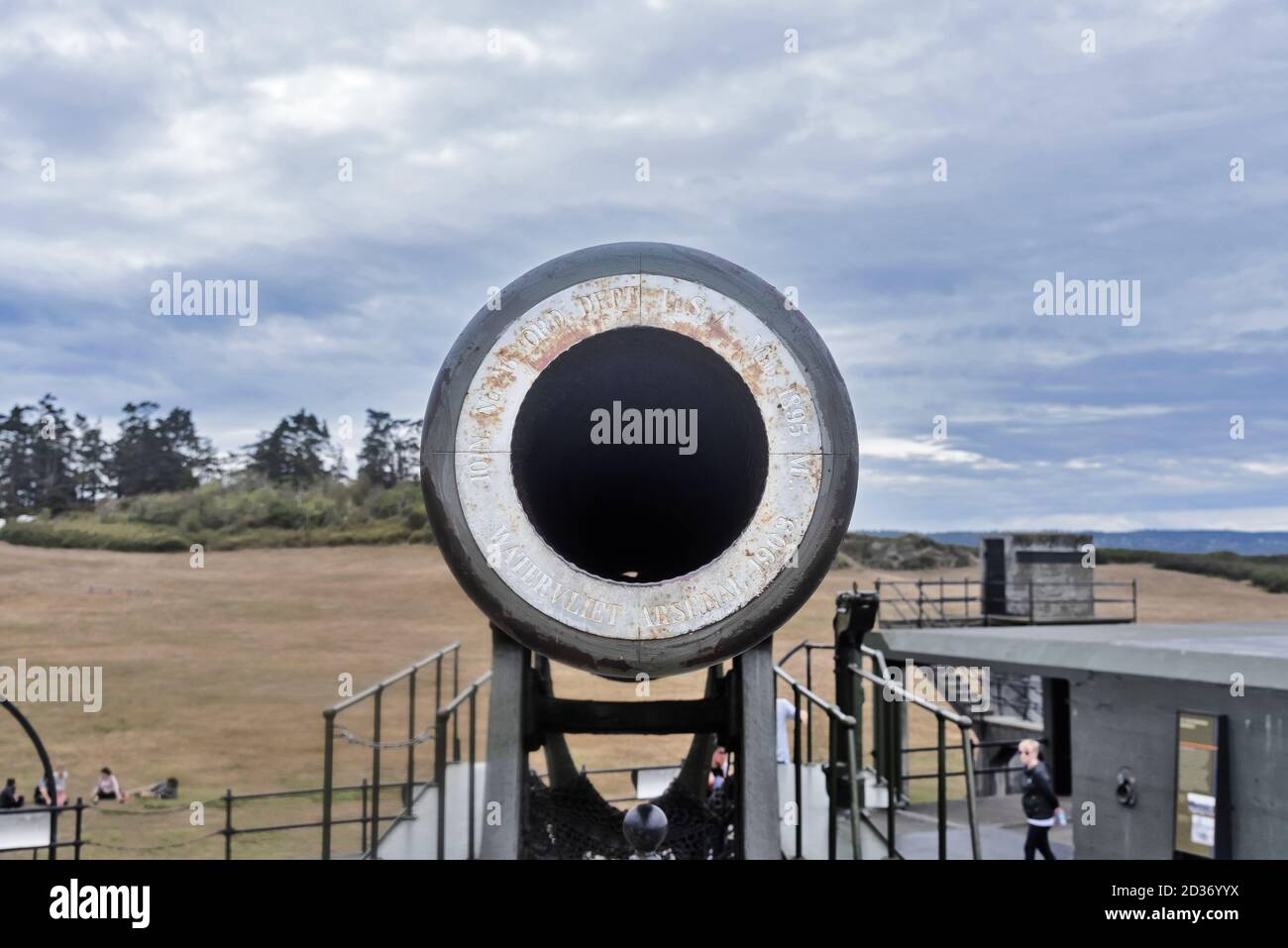 Fort Casey Guns in mostra, Fort Casey state Park, Whidbey Island, Washington state, USA Foto Stock