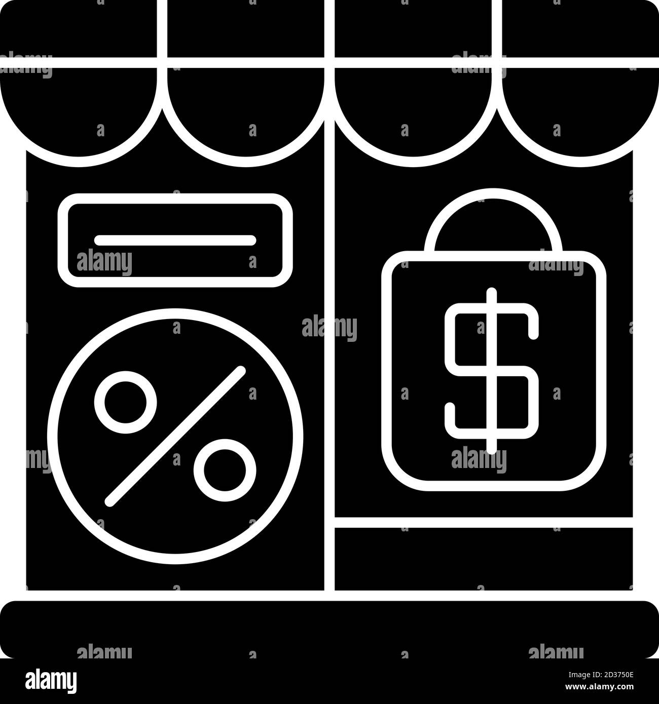 Icona glifo nero negozio outlet Illustrazione Vettoriale