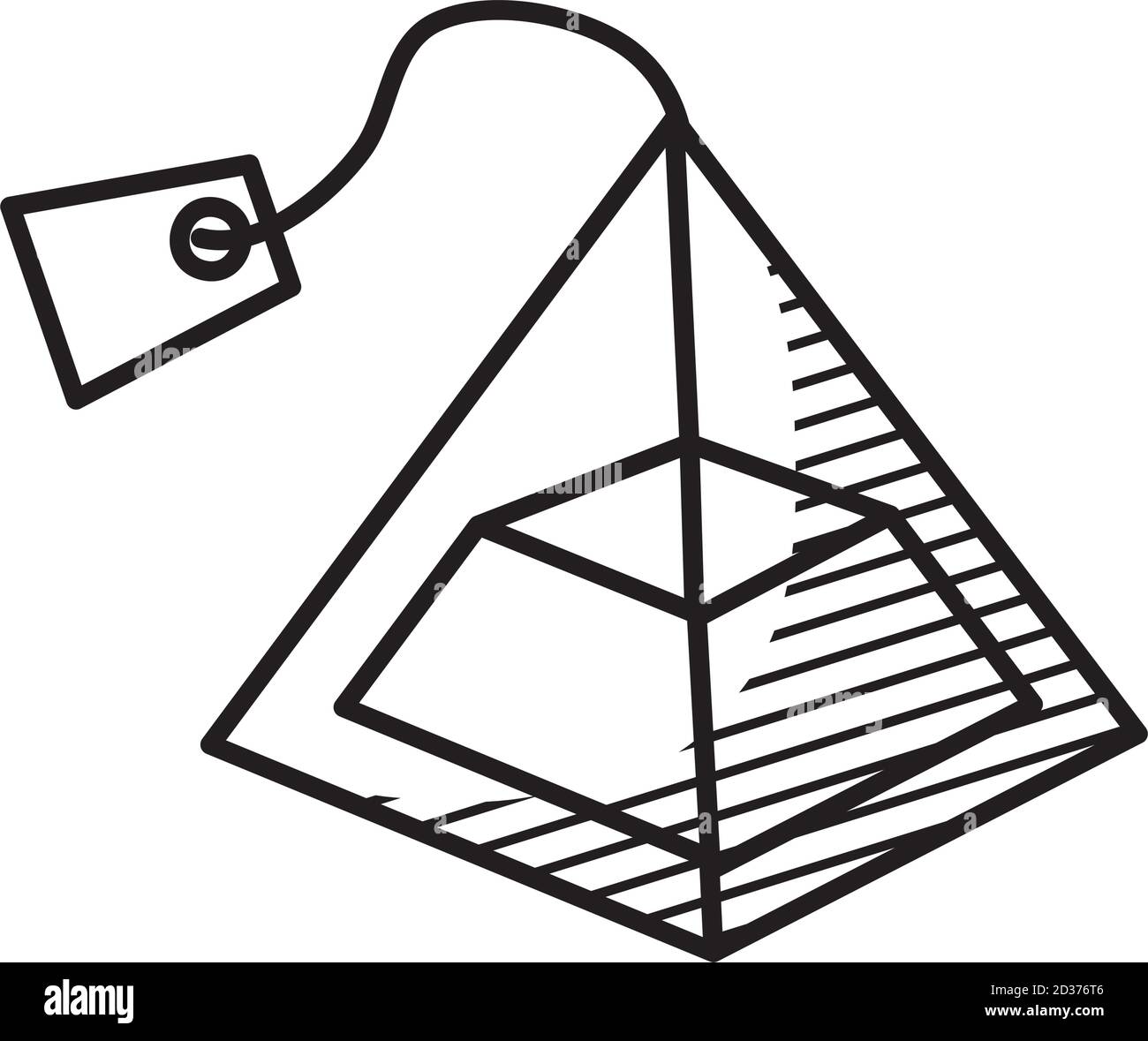 icona di una bustina di tè piramidale su sfondo bianco, stile linea, illustrazione vettoriale Illustrazione Vettoriale