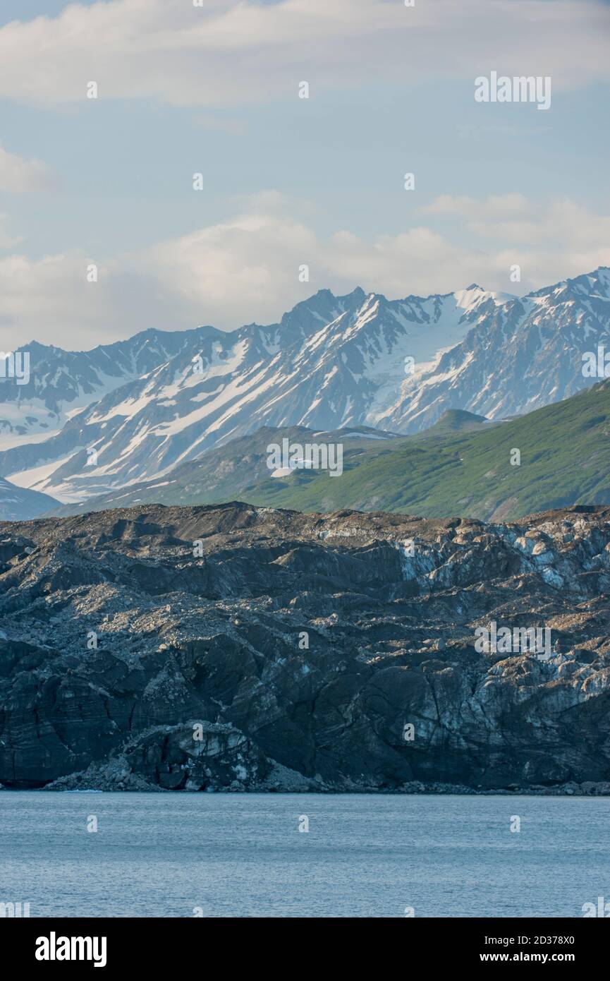 Vista del ghiacciaio Grand Pacific a Tarr Inlet, Glacier Bay National Park, Alaska, Stati Uniti. Foto Stock