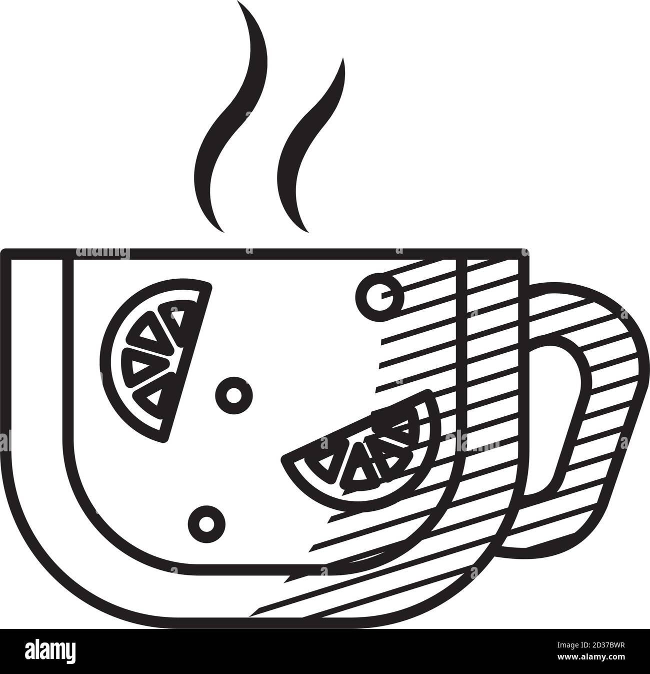 icona tisana calda su sfondo bianco, stile linea, illustrazione vettoriale Illustrazione Vettoriale