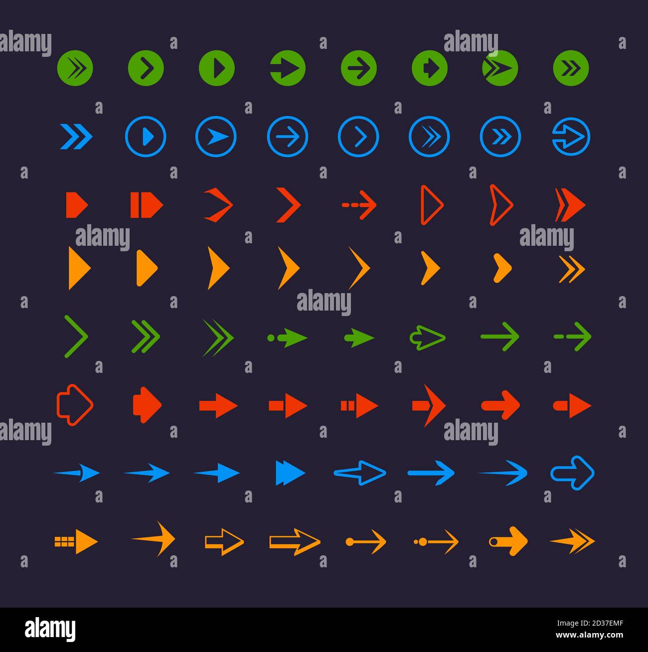 Frecce colorate del nastro. Simboli infografici delle icone delle applicazioni del sito Web frecce vettoriali Illustrazione Vettoriale