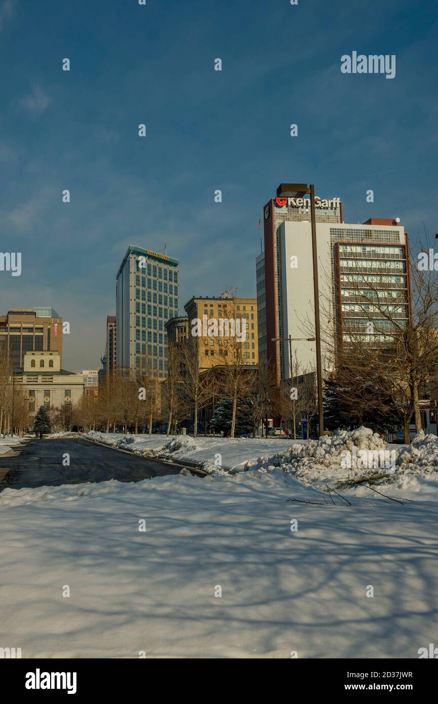 Vista del centro di Salt Lake City nello Utah, Stati Uniti. Foto Stock