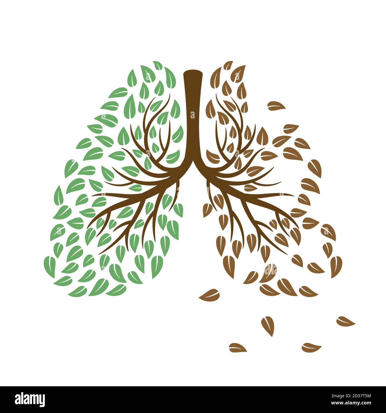 Concetto di vettore polmonare sano e malsano. Illustrazione del concetto vettoriale del sistema respiratorio Illustrazione Vettoriale