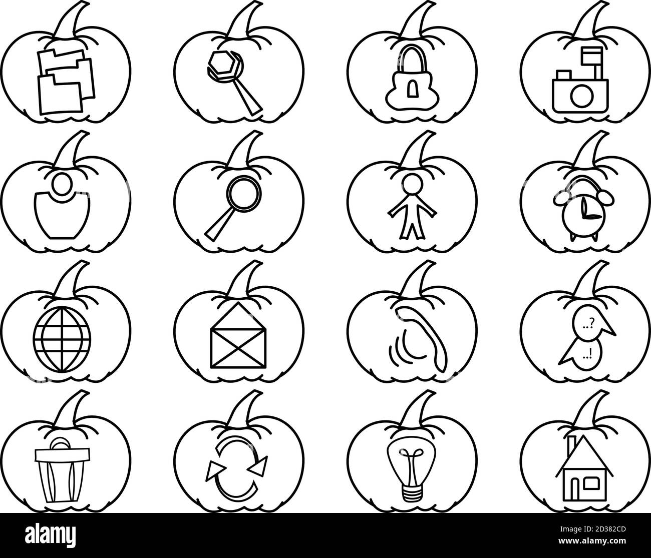 Interfaccia utente icone ortaggi set con Halloween trasparente e ringraziamento zucche Illustrazione Vettoriale