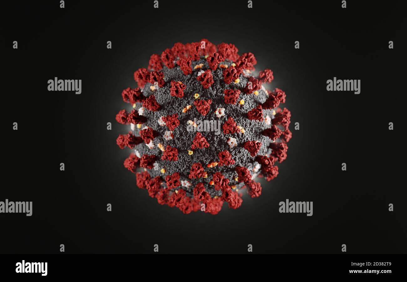Particella del virus Corona (SARS-COV-2, Covid 19). Un modello 3d accurato e aggiornato basato su dati strutturali scientifici della banca dati proteici. Foto Stock Particella del virus Corona (SARS-COV-2, Covid 19). Un modello 3d accurato e aggiornato basato su dati strutturali scientifici della banca dati proteici. Foto Stock