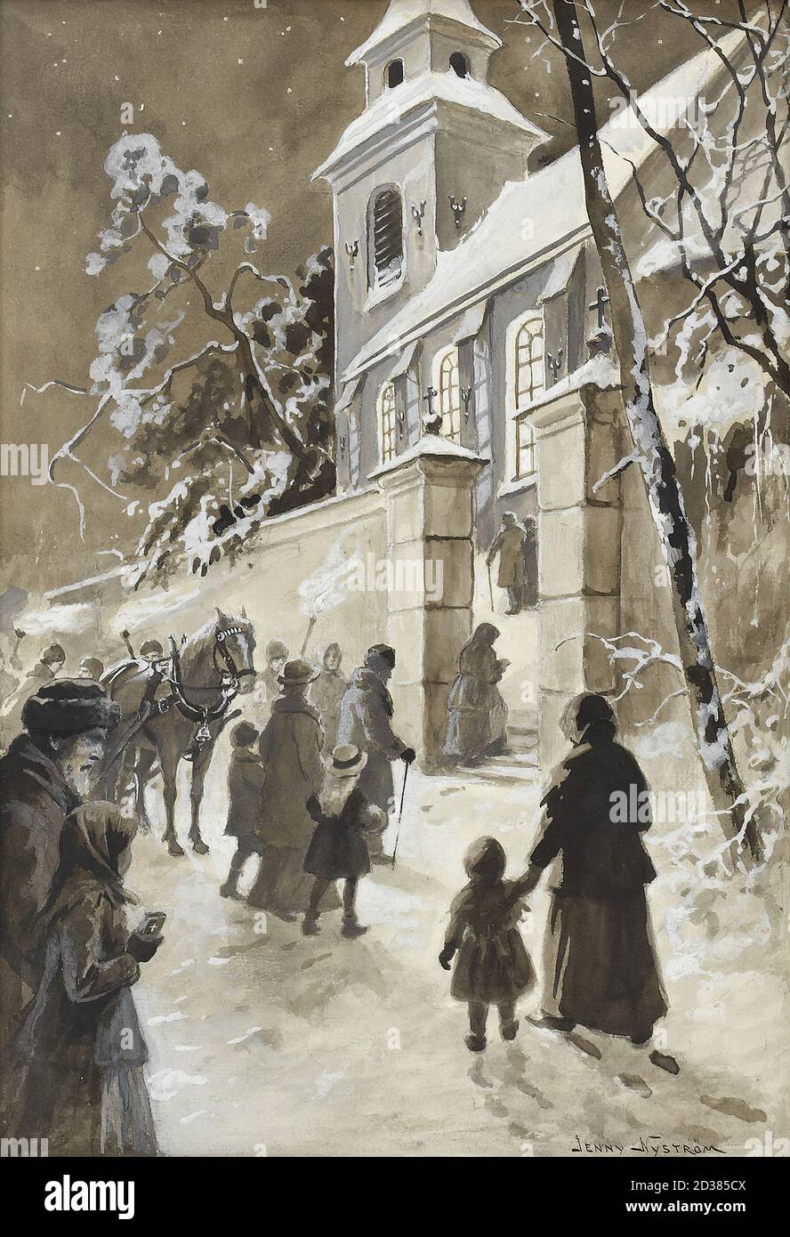 Nyström Jenny - Servizio anticipato il giorno di Natale - Svedese Scuola - 19 ° secolo Foto Stock